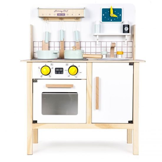 Ecotoys dětská dřevěná kuchyňka se zvuky a LED efekty Horney Chef