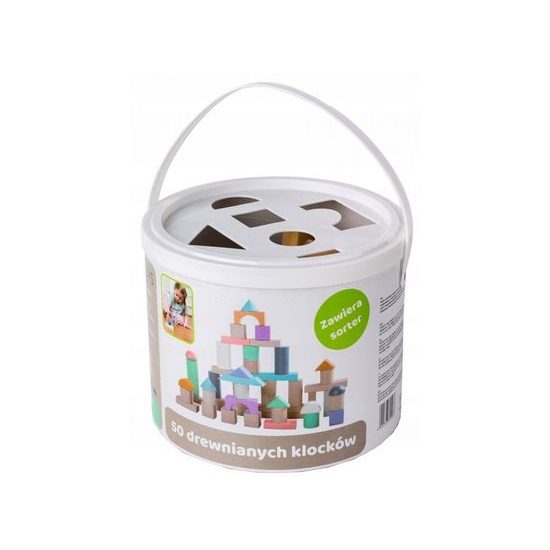 Ecotoys sada dřevěných kostek 50 ks v boxu NEO