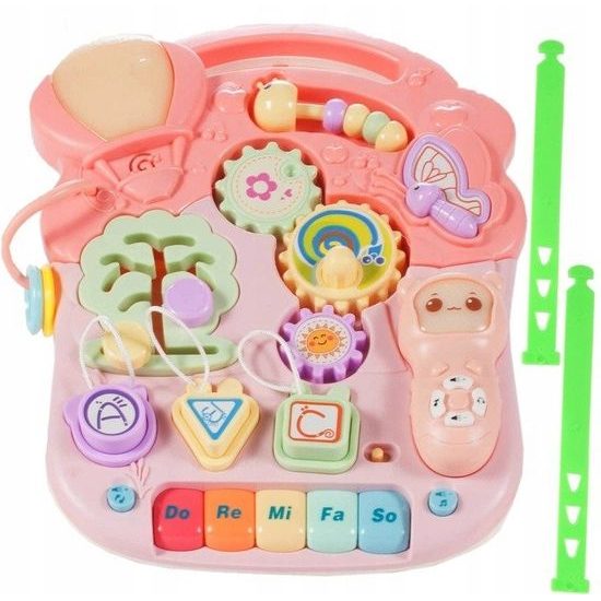 Doris interaktivní chodítko s hracím stolečkem 2v1 růžové