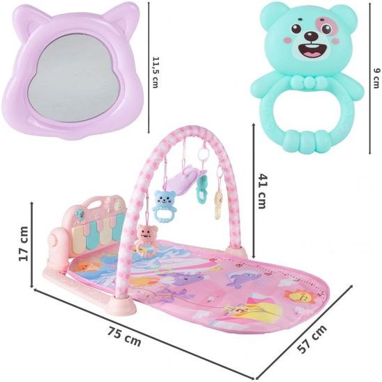 Hrací deka s piankem Dráček růžová