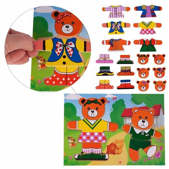 Dřevěná ukládačka s medvídky Bear Dress