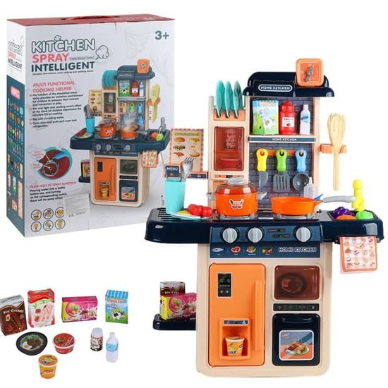 Dětská mini kuchyňka se zvuky a párou Little Chef- modrá