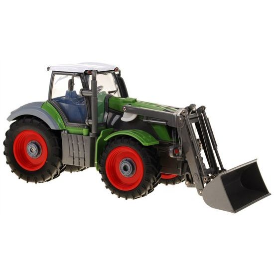 Traktor na dálkové ovládání s červenou vlečkou Farmer 1:28