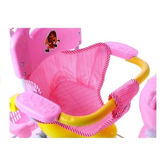 Dětská tříkolka s vodící tyčí Kočička růžová