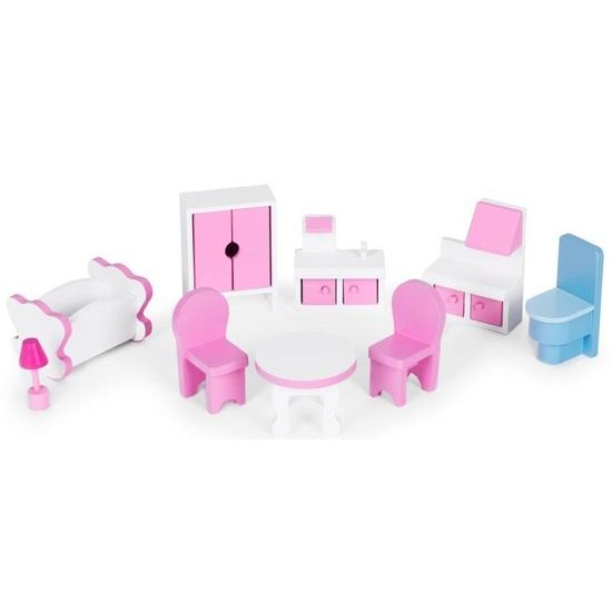 Ecotoys dřevěný domeček pro panenky s LED barevným osvětlením Tennessee