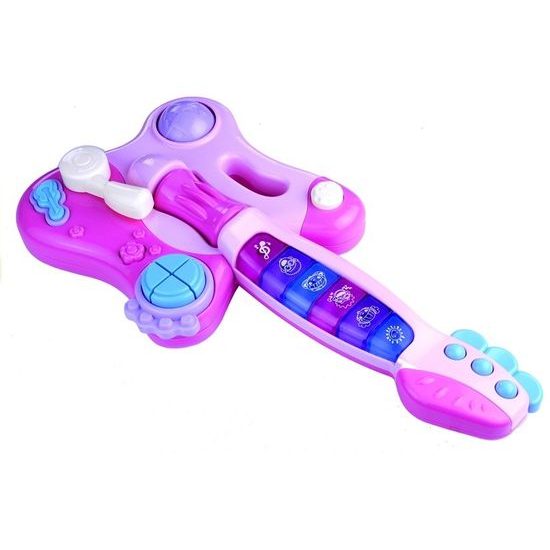 Interaktivní svítící kytara s piankem Haunger růžová