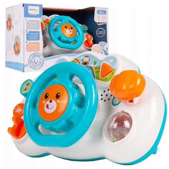 Interaktivní volant pro nejmenší se světlem a zvukem Lion Driver modrý