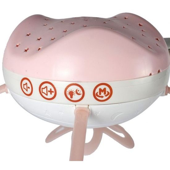 Kolotoč nad postýlku s projektorem a dálkovým ovládáním Night Bell růžový
