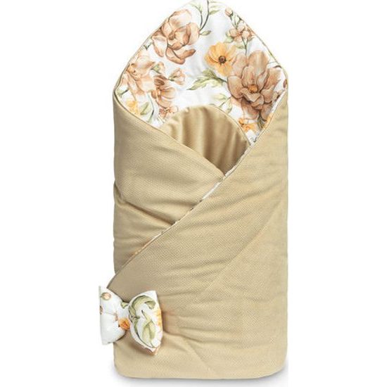 Oboustranná dětská zavinovačka - béžové květy 75x75 cm