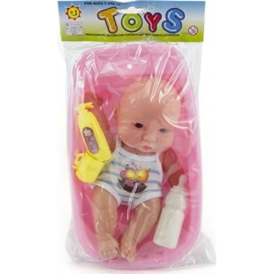 Miminko s doplňky ve vaničce