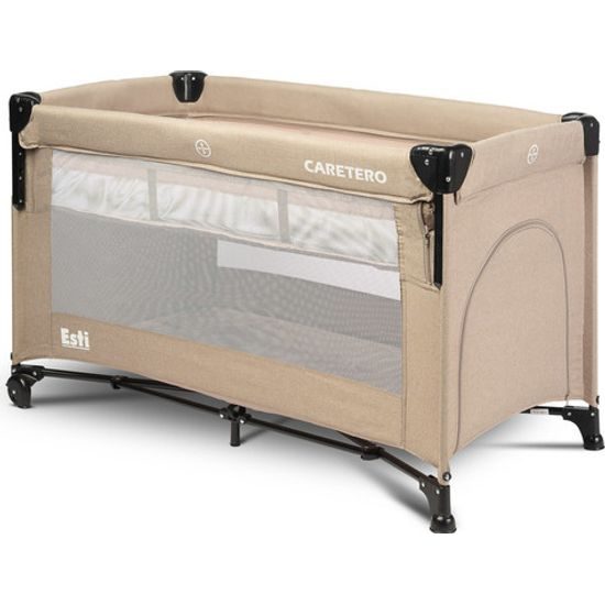 Dětská cestovní postýlka CARETERO ESTI se stahovací bočnicí brown