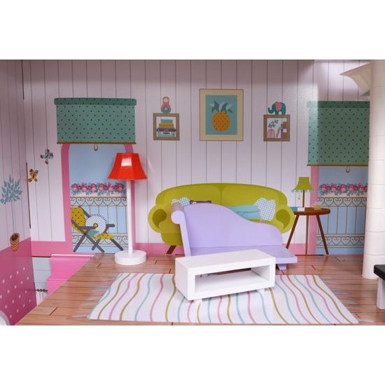 Velký dřevěný domeček pro panenky s nábytkem - 3 patra 124 cm!