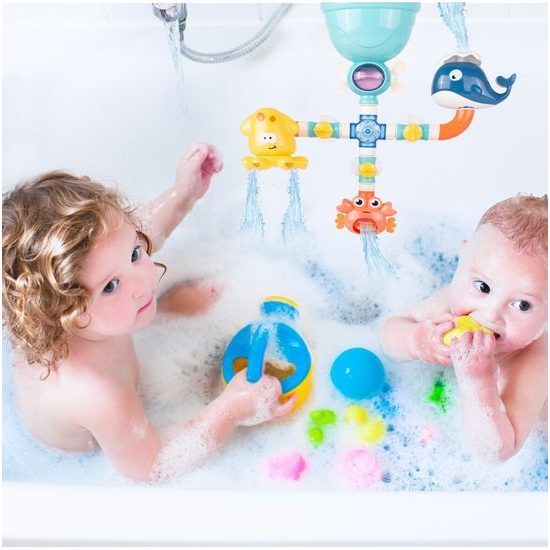 Delfínek s krabem a kolovrátkem pro děti do vany Tubs Dolphin