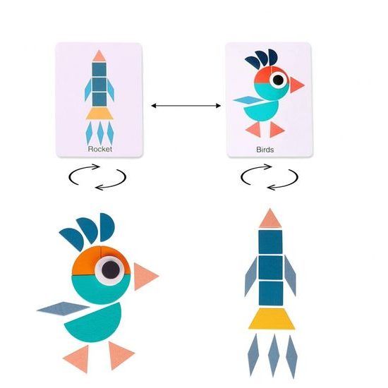 Dřevěné puzzle pro děti Tangram Shape 180 dílků