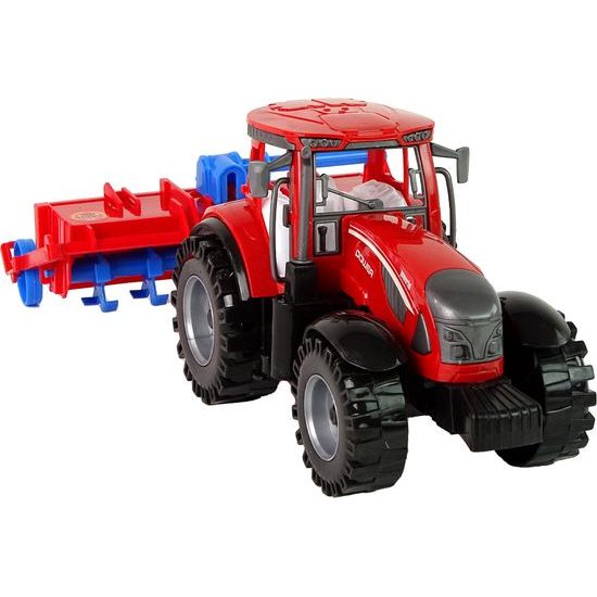 Červený traktor s pluhem pro děti