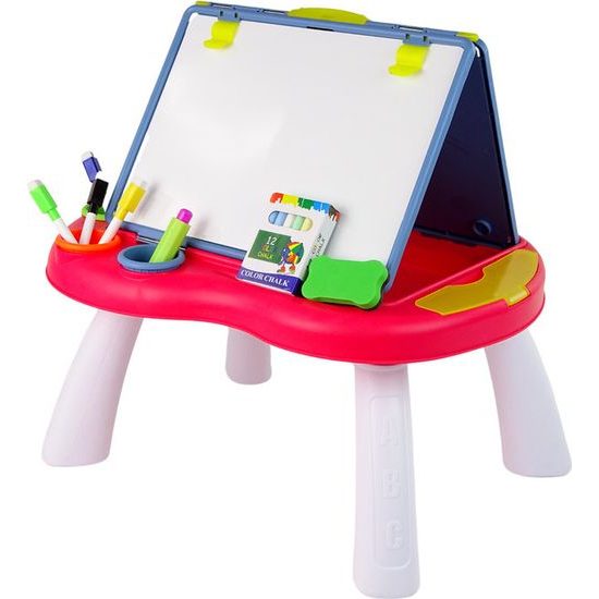 Vzdělávací tabule na stolečku 2v1 + fixy, křídy, hra