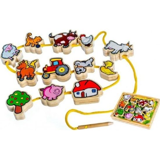 Dřevěná Provlékačka - Moje první zvířátka 12 dílků