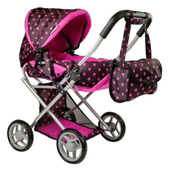 Kočárek pro panenky Alice 9346D kombinovaný černý