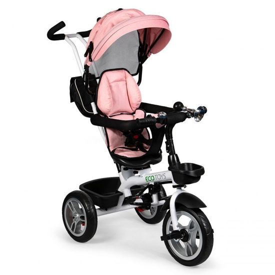 Ecotoys dětská tříkolka s otočným sedadlem 2v1 růžová