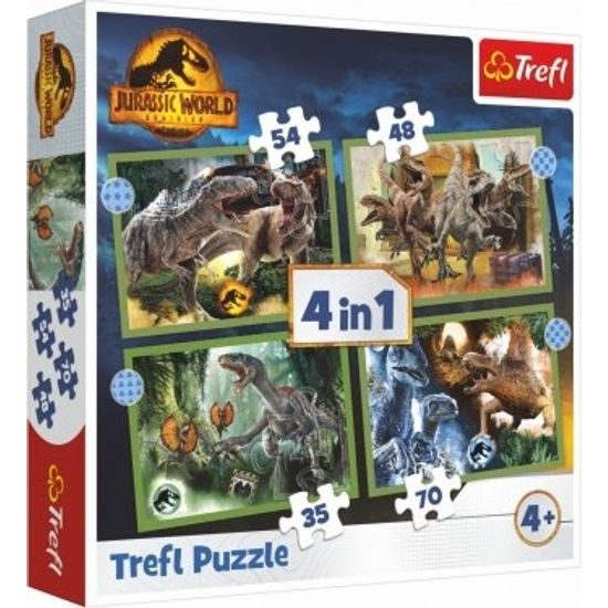 Puzzle 4v1 Hrozní dinosauři/Jurassic World