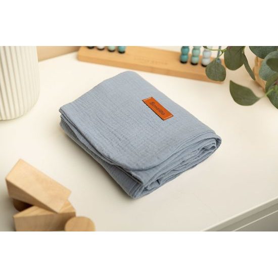 Dětská mušelinová deka Sensillo 75x100 cm - modrá