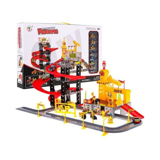 Majlo Toys parkovací garáž se zvuky + 8 autíček Building Parking