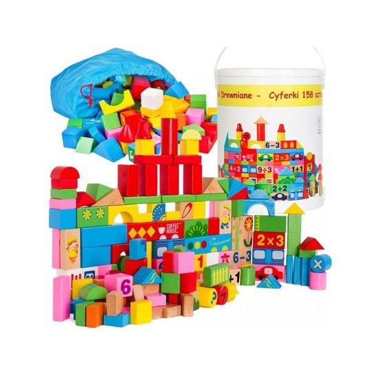 Doris sada dřevěných kostek 158 ks v kyblíku