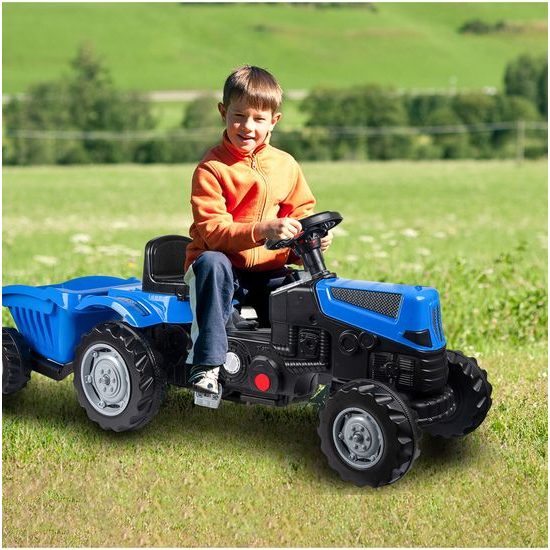 Dětský šlapací traktor s vlečkou Active Pedal modrý