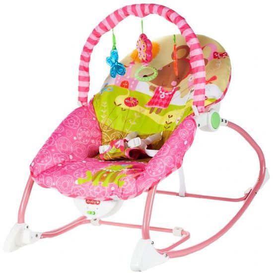 Kojenecké lehátko 3v1 s vibracemi Myška - růžové