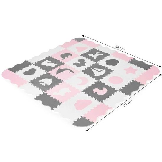 Ecotoys pěnová puzzle hrací deka Pink Puzzle 151 x 151 cm