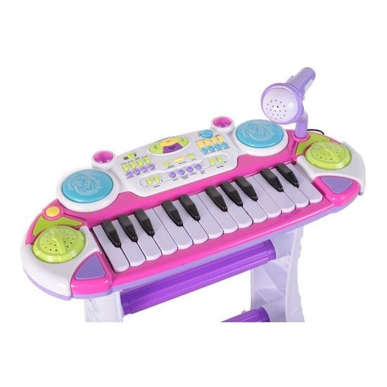 Dětské elektronické klávesy s mikrofonem a židličkou Music Keyboard růžové