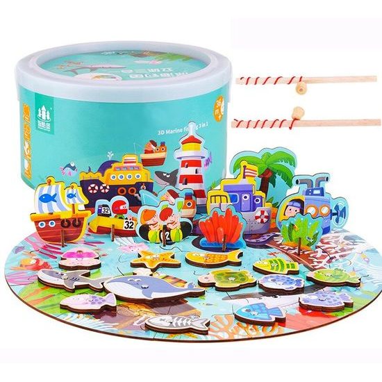 POŠKOZENÝ OBAL Doris dřevěné rybičky na lovení na magnet 20 kusů 3D