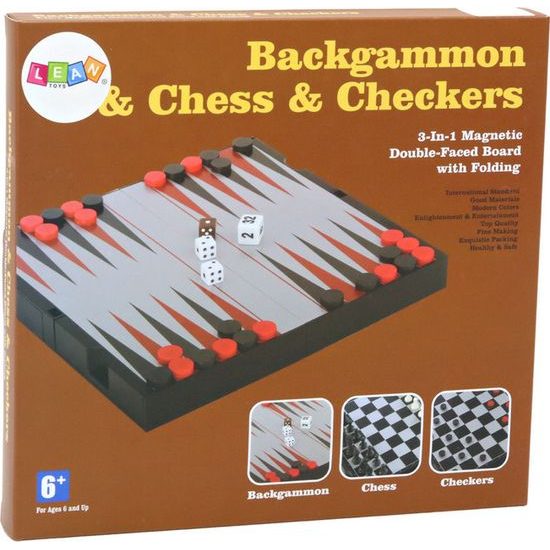 Herní sada 3v1 Šachy, Dáma a Backgammon