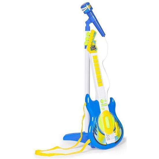 Dětská elektronická kytara se stativem a mikrofonem Guitar Micset - modrá