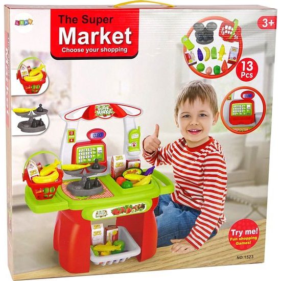 Dětský supermarket s nákupním košíkem + váha na potraviny