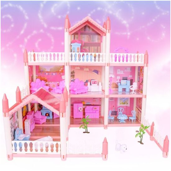 Domeček pro panenky Beautiful Home s příslušenstvím - růžový