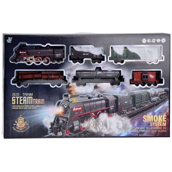 XXL vláčkodráha na baterie s kouřovými a světelnými efekty Steam Train