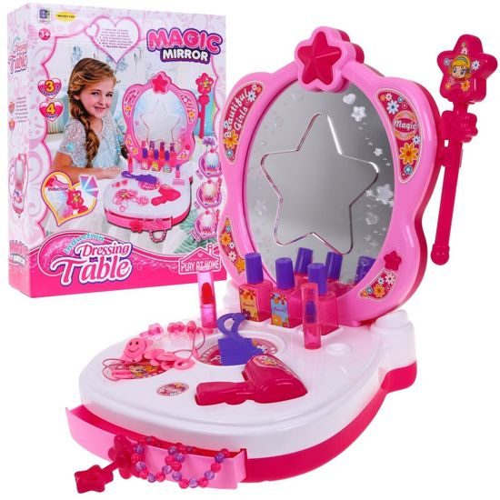 Majlo Toys přenosný toaletní stoleček se světly a zvuky Magic Mirror