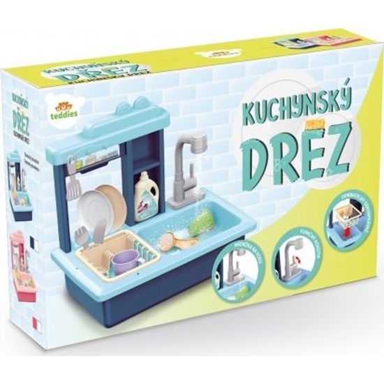 Dřez na mytí nádobí modrý s doplňky