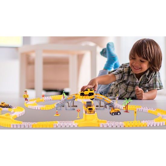 Autodráha s autíčkem na baterie a stavebními stroji 255 dílků City Truck