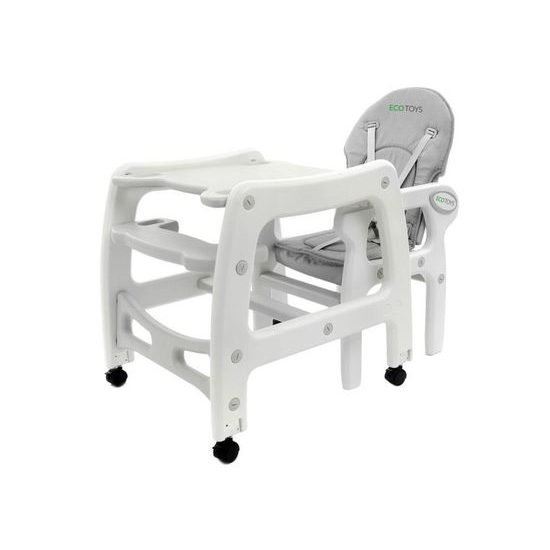 Ecotoys jídelní židlička s houpačkou 3v1 šedá