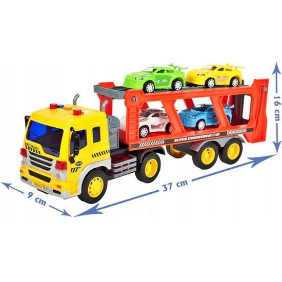 Nákladní auto se 4 autíčky světly a zvuky City Builder 1:16