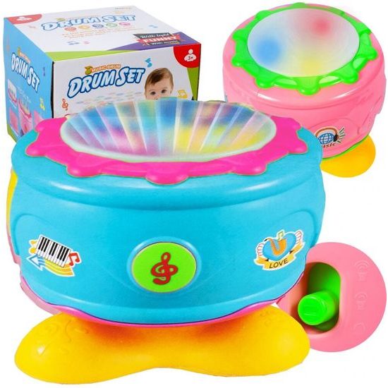 Interaktivní bubínek se zvuky a světly Drum Set modrý