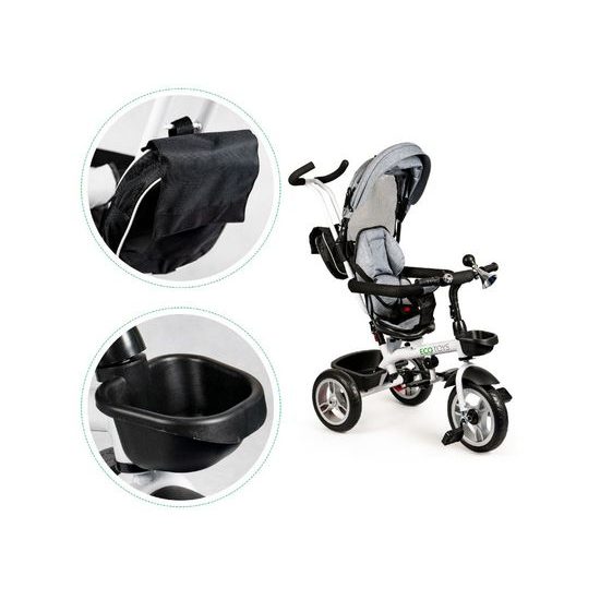Ecotoys dětská tříkolka s otočným sedadlem 2v1 šedá