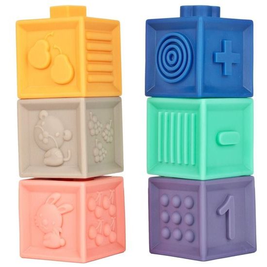 Senzorické kostky pro nejmenší Soft Building Blocks 12 kusů