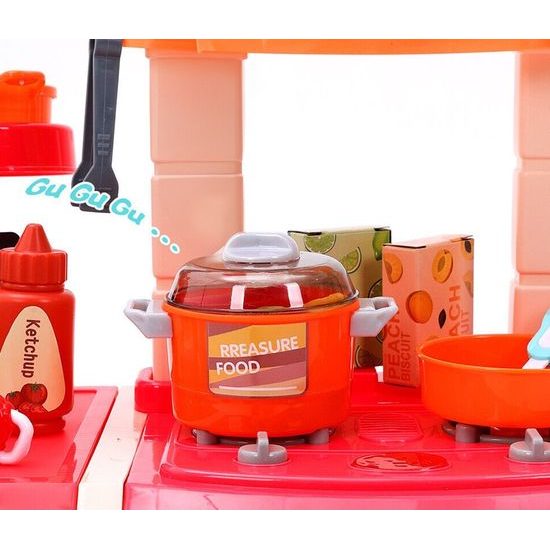 Velká dětská kuchyňka s tekoucí vodou, zvuky a světly Simulation Kitchen - růžová