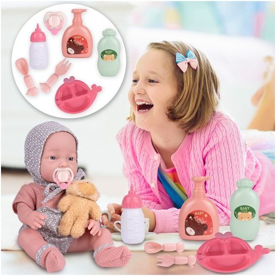 Dětská panenka s příslušenstvím a medvídkem My Baby 36 cm