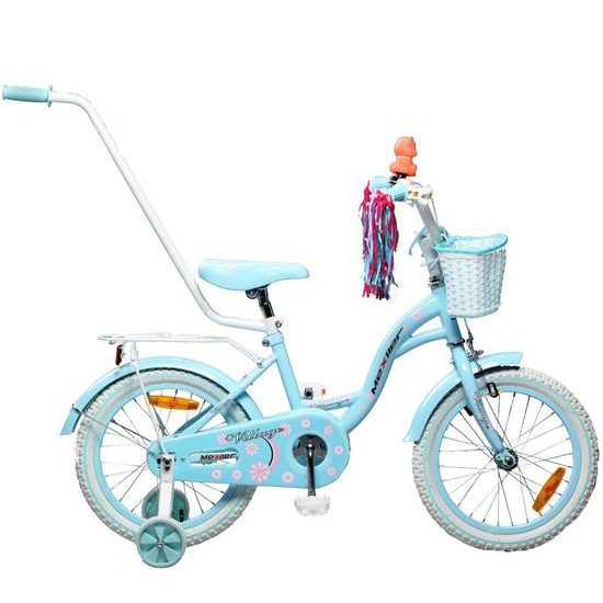 Dětské kolo Mexller Village s vodící tyčí blankytná 16"