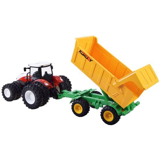 Traktor na dálkové ovládání se žlutou vlečkou Farm Machine 1:24
