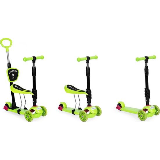 Ecotoys dětská koloběžka se svítícími koly Bedrunka zelená 5v1